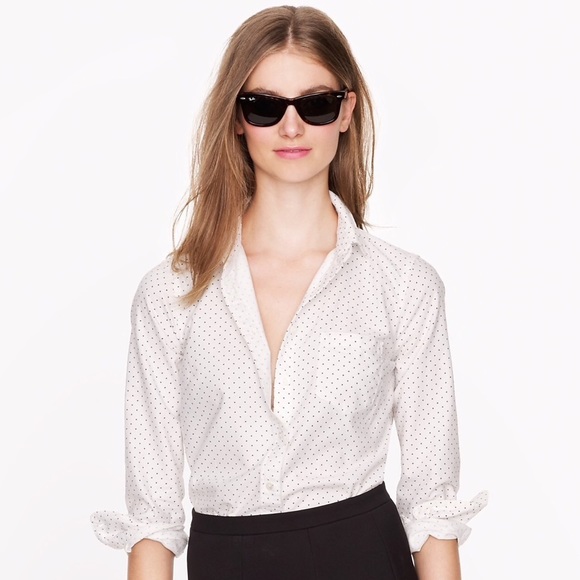J. Crew Tops - NWT J. Crew Oxford Boy Shirt in Polka Dot